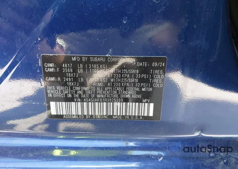 2024 Subaru Crosstrek Sport from USA, damaged, VIN 4S4GUHF61R3825209